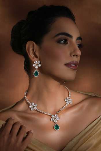 Swabhimann Polki Stone Floral Necklace Set 