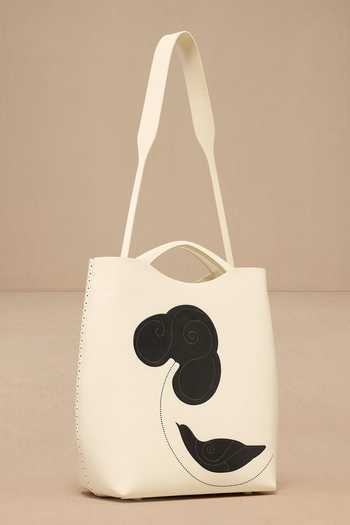 Ampm Ivory Inlay Pattern Tote Bag 