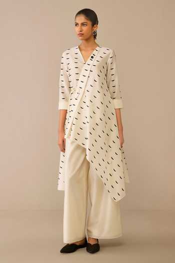 Ampm Ivory Asymmetric Tunic & Palazzo Set 