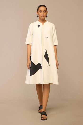 Ampm Bird Pattern Embroidered Jacket & Dress Set 