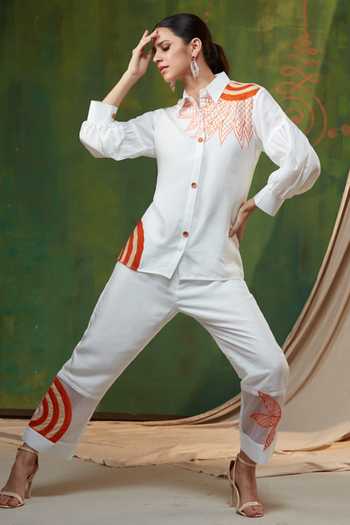 Shagun Nagi The Label Sunflower Applique Embroidered Shirt & Pant Set 