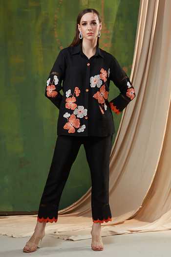 Shagun Nagi The Label Anchor Flower Embroidered Shirt & Pant Set 
