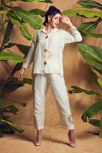 Shagun Nagi The Label Flower Cutwork Shirt & Pant Set 