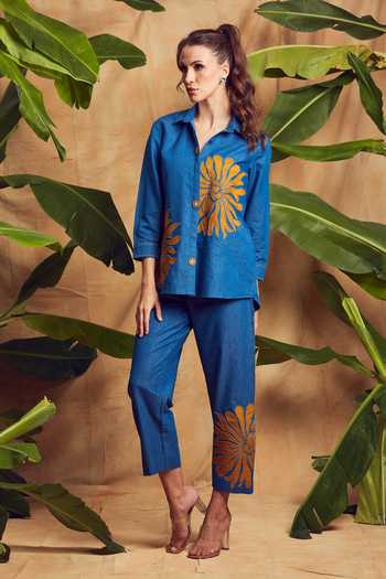 Shagun Nagi The Label Denim Flower Cording Shirt & Pant Set 