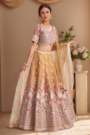 Samyukta Singhania Floral Embroidered Jaali Lehenga Set 