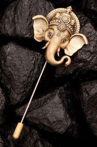 Cosa Nostraa Antique Gold Lord Ganpati Lapel Pin 