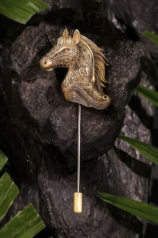 Cosa Nostraa Antique Gold Horse Head Lapel Pin 