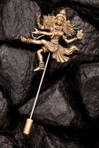 Cosa Nostraa Antique Gold Ananda Tandava Lapel Pin 