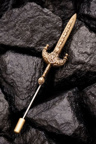 Cosa Nostraa Antique Gold Blade Of Valor Lapel Pin 