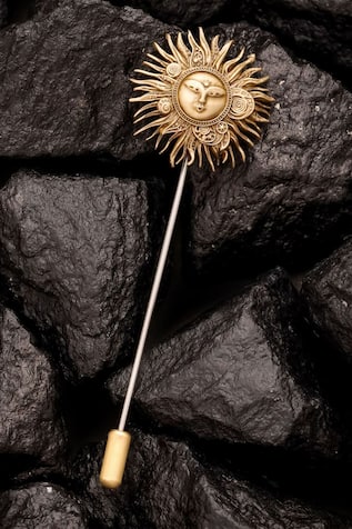 Cosa Nostraa Antique Gold Sun Rays Lapel Pin 