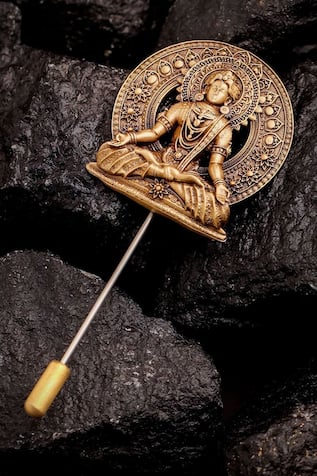 Cosa Nostraa Antique Gold Lord Vishnu Lapel Pin 