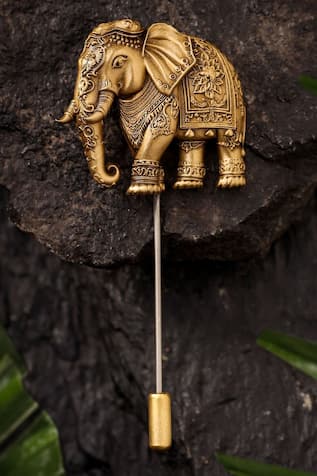 Cosa Nostraa Antique Gold Elephant Emissary Lapel Pin 