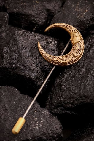 Cosa Nostraa Antique Gold Lunaria Whisper Lapel Pin 