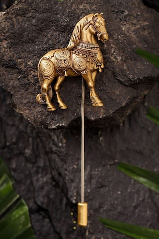 Cosa Nostraa Antique Gold Noble Steed Lapel Pin 