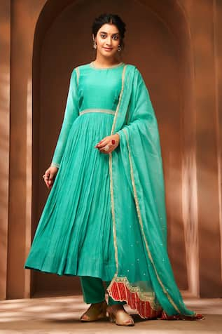 Almaari by Pooja Patel Chhav Placement Embroidered Anarkali Set 