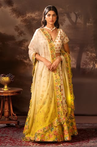 Soup By Sougat Paul Floral Print Embroidered Lehenga Set 