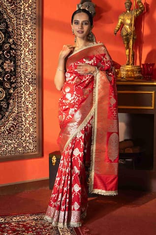 Zal From Benaras Designer Jangla Work Saree 