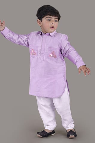 Little Brats Lavender Sequin Embroidered Kurta Set 