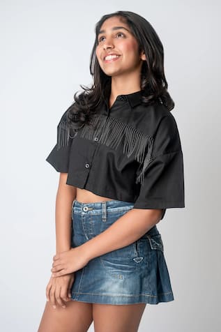 Mi Dulce An'ya All-Around Fringe Cropped Shirt 