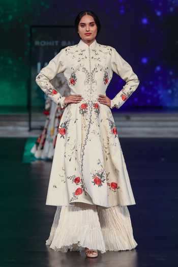 Rohit Bal Embroidered Floral Long Jacket 