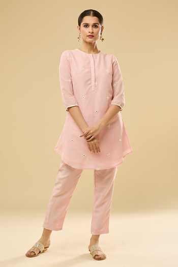 Khwaab By Sanjana Lakhani Peach Chanderi Embroidered Kurta Set 