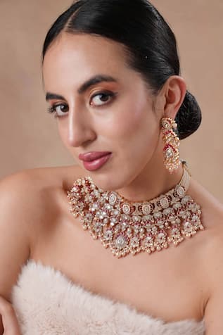 Floral Carved Gold Choker Set 