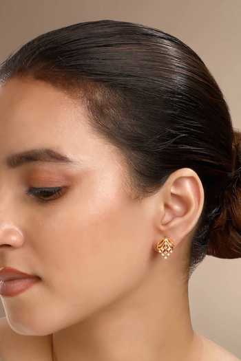 Sica Jewellery Cubic Zirconia Leaf Shaped Stud Earrings 