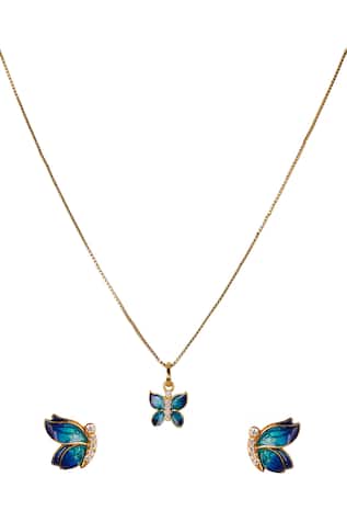 Butterfly Motif Pendant Necklace Set 
