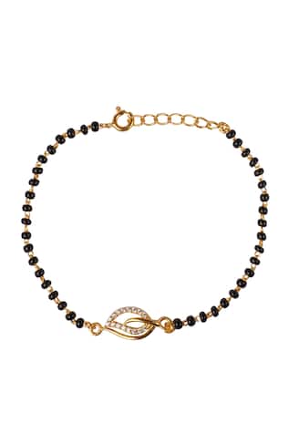 Cubic Zirconia & Black Bead Bracelet 