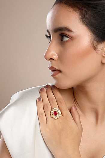 Sica Jewellery Moissanite Polki Stone Embellished Ring 
