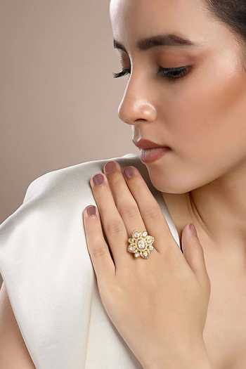 Sica Jewellery Moissanite Polki Embellished Designer Ring 