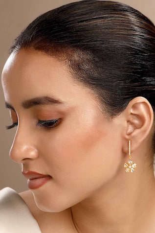 Floral Moissanite Polki Drop Earrings 
