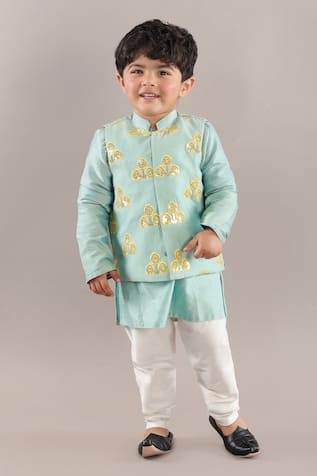 Little Brats Floral Embroidered Bundi & Kurta Set 