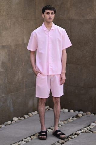 Pink Half Sleeve Shirt & Shorts Set 