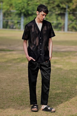 Black Floral Applique Shirt 