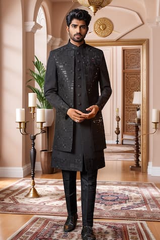 Geometric Embroidered Sherwani Set 
