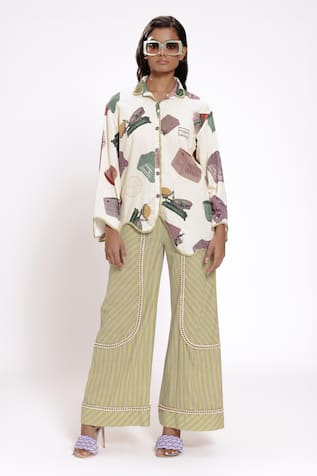 DOH TAK KEH Flower Market Print Asymmetric Shirt 