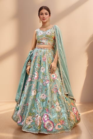 Samyukta Singhania Zari Embroidered Blossom Lehenga Set 