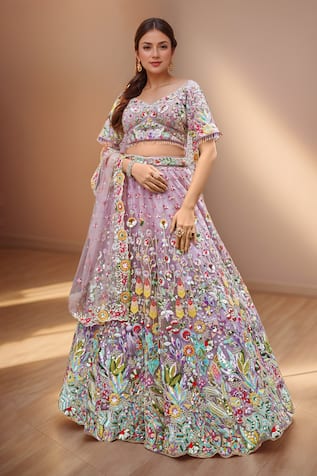 Samyukta Singhania Embroidered Floral Garden Lehenga Set 
