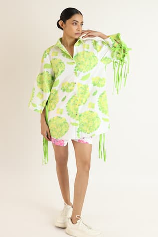 Studio Moda India Floral Print Asymmetric Shirt 