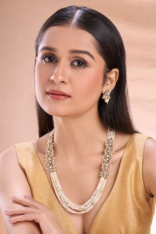 Polki Stone Embellished Necklace Set 