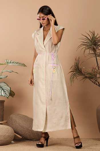 Label Niyami Embroidered Daisy Patch Trench Dress 