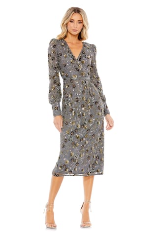 Embellished Floral Midi Dress 