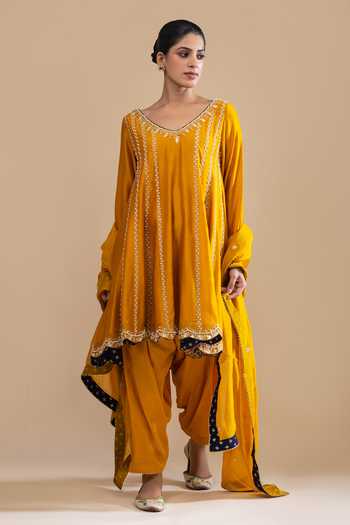 Label Radini Pearl Aari Embroidered Choga Kurta Set 