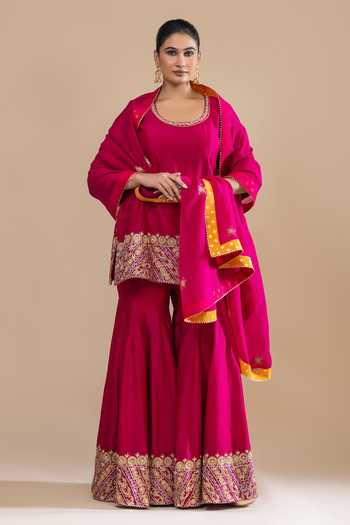 Label Radini Gul Jaal Embroidered Kurta & Gharara Set 
