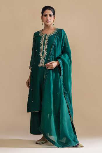 Label Radini Paisley Kashmiri Tilla Embroidered Set 