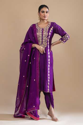 Label Radini Kashmiri Tilla Embroidered Kurta Dhoti Set 