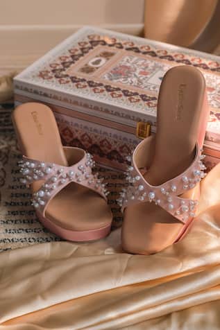 Pearl Embellished Criss Cross Wedges 