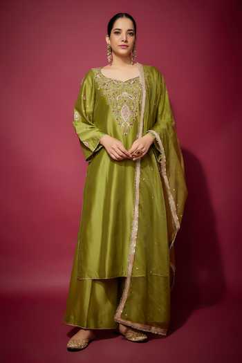 The Aarya Paisley Embroidered Green Kurta Set 