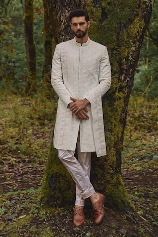 Varun Chakkilam Mosaic Bloom Embroidered Sherwani Set 